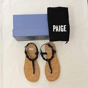 NWB Paige Denim Dawn Twisted Strap Sandel In Black Leather Size 6.